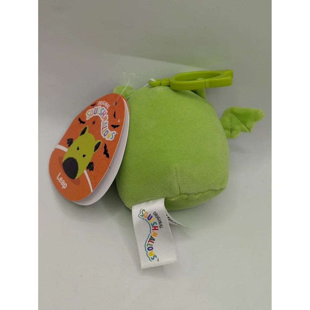 Squishmallows Leap the Bat‎ 3.5 Inch Halloween Clip On Plush NWT Green Black
